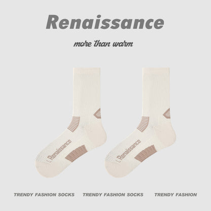 Running Socks Colorblock Coolmax Mid Calf