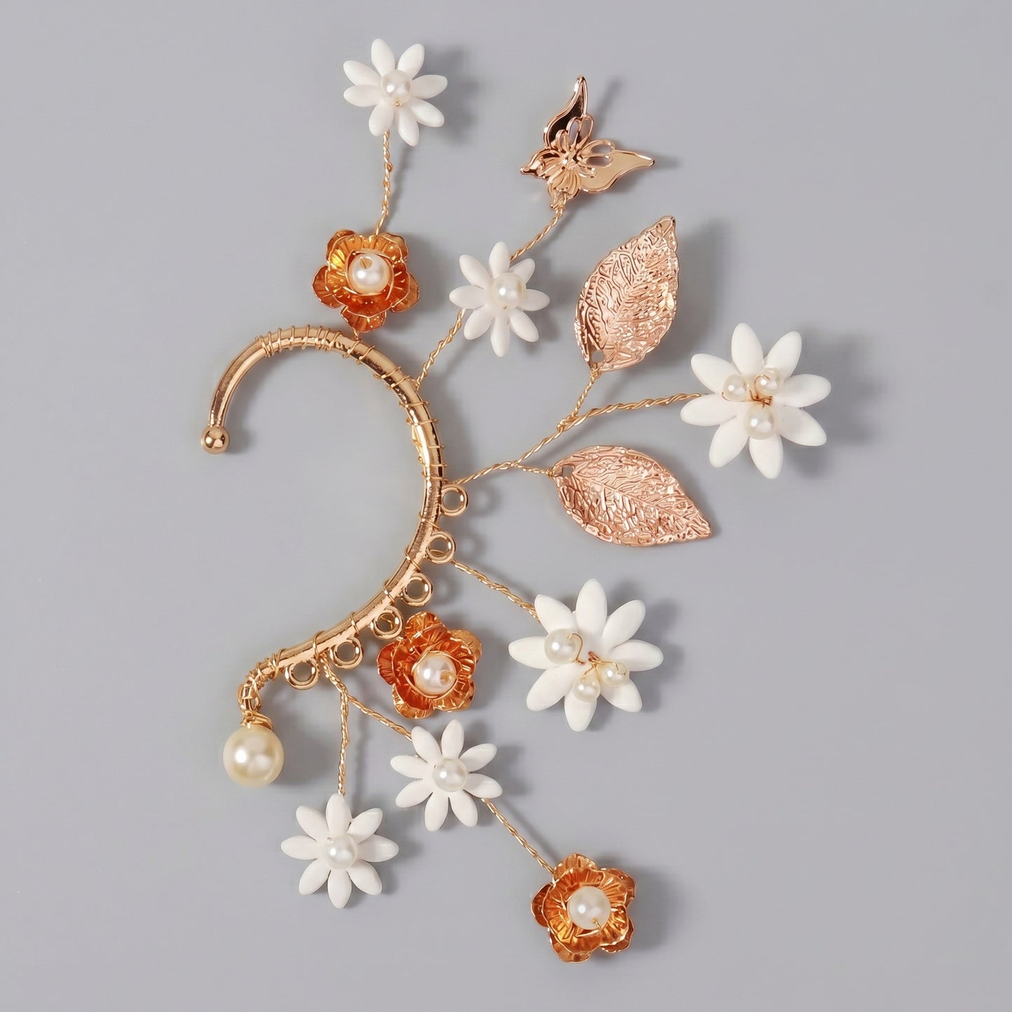 Handcrafted Pearl and Crystal Floral Earrings - Elegant and Versatile Accessories