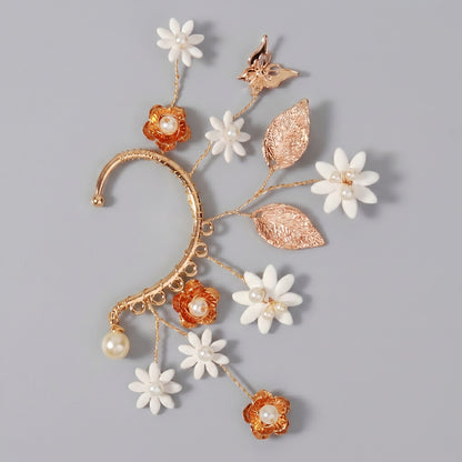 Handcrafted Pearl and Crystal Floral Earrings - Elegant and Versatile Accessories
