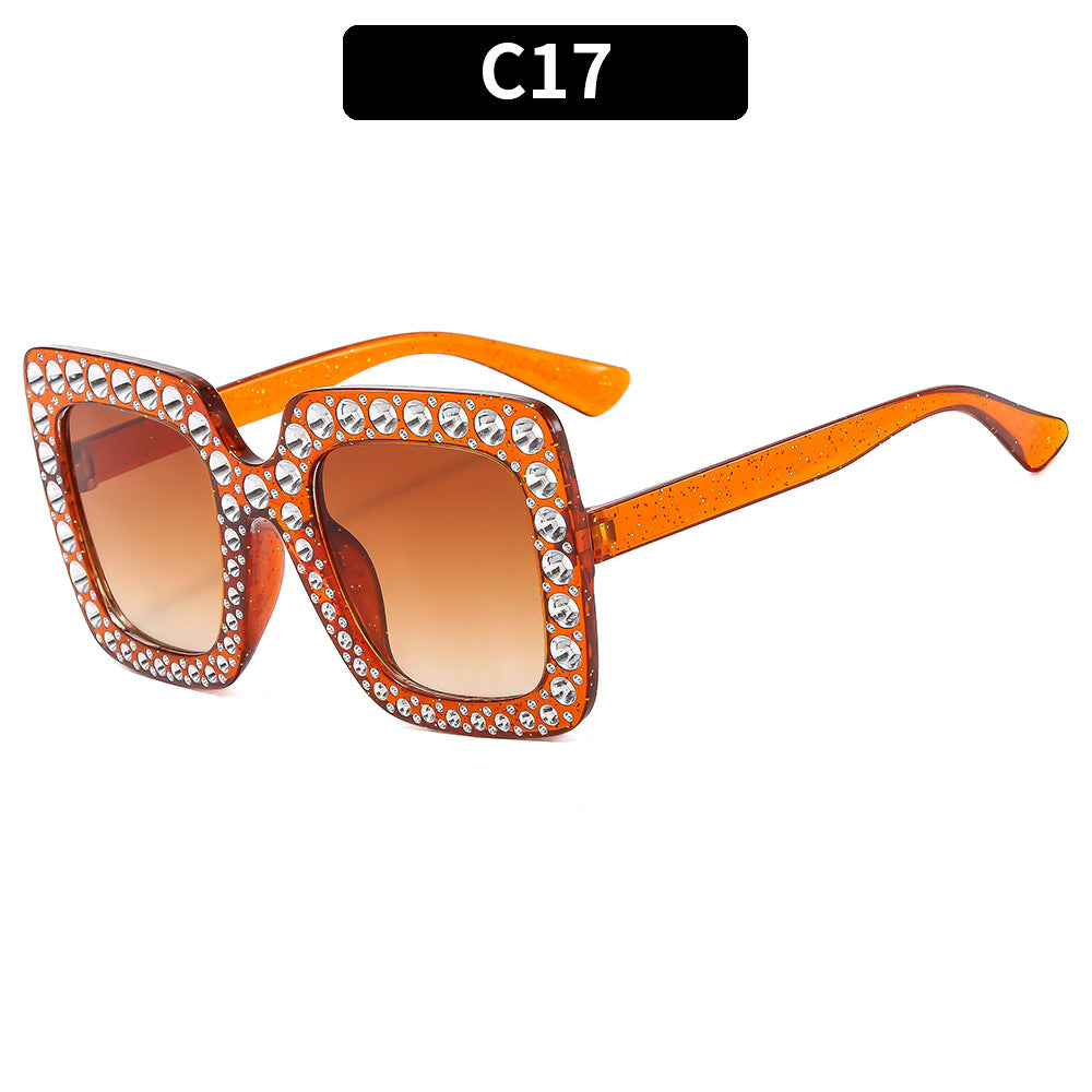 Colorful Square Rhinestone Sunglasses Trendy Bling Shade