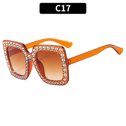 Colorful Square Rhinestone Sunglasses Trendy Bling Shade