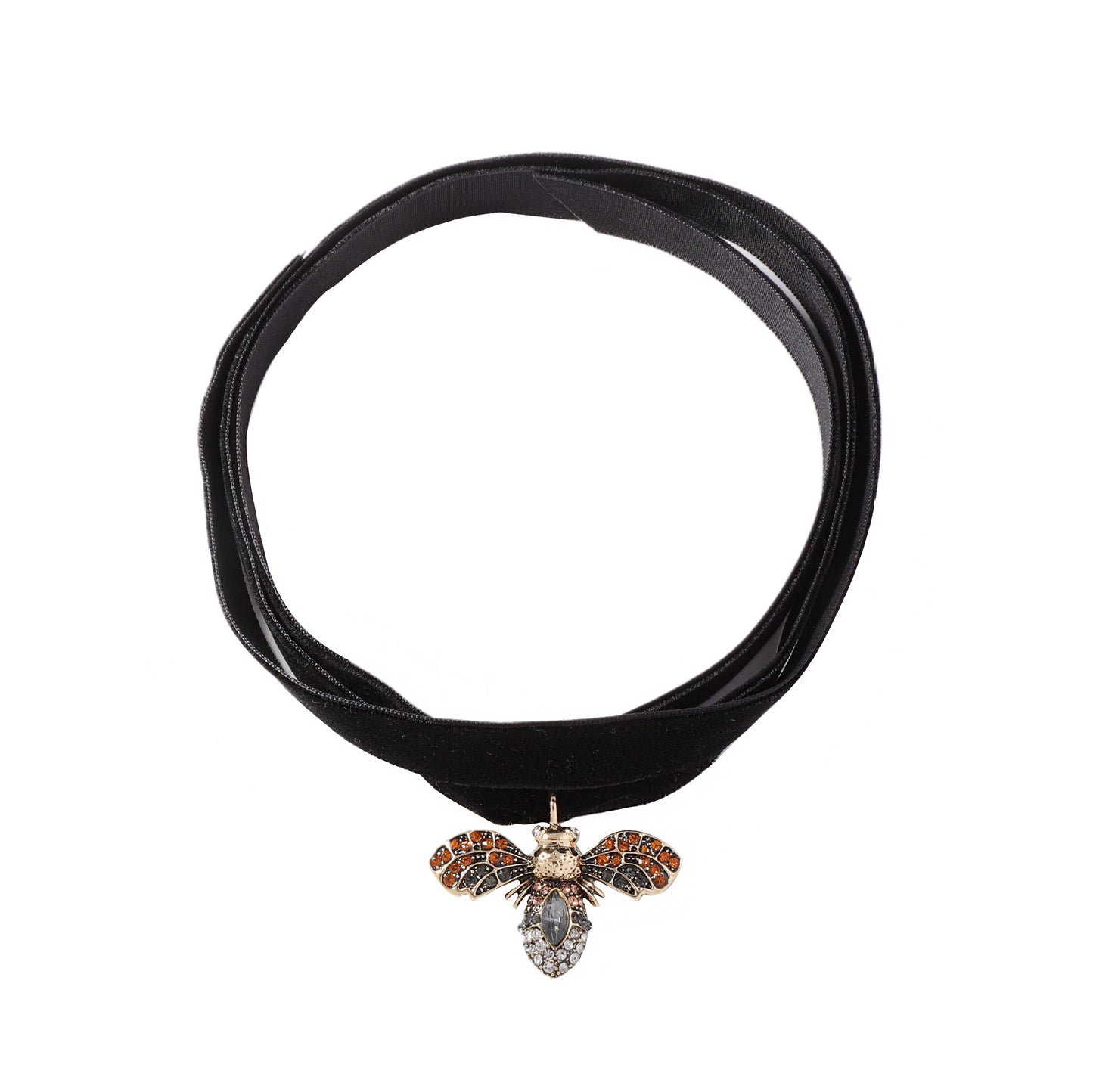 Long Bee Pendant Rhinestone Necklace Versatile Chic