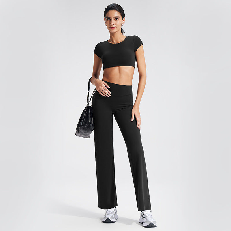 Backless Sports T-Shirt Set with Removable Pads for Women