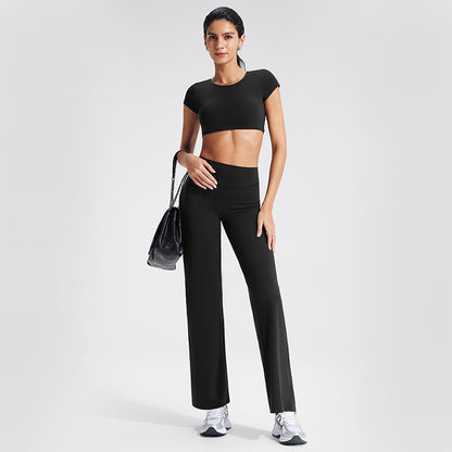 Backless Sports T-Shirt Set with Removable Pads for Women