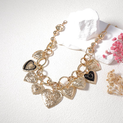 Alloy Chain Necklace Heart Pendant Casual Chic