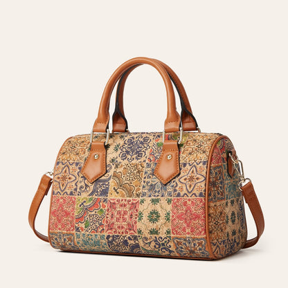 Retro Cork Texture Tote Bag with Ethnic Print