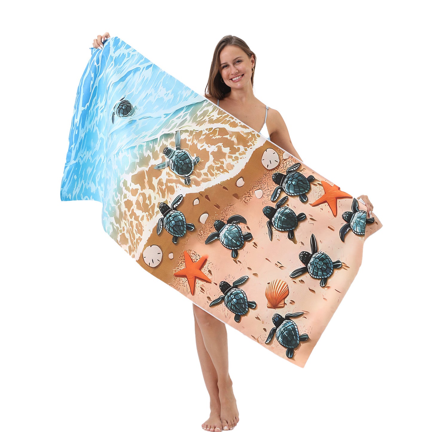 Custom Turtle Beach Towel Ultra-Soft Microfiber Digital Print