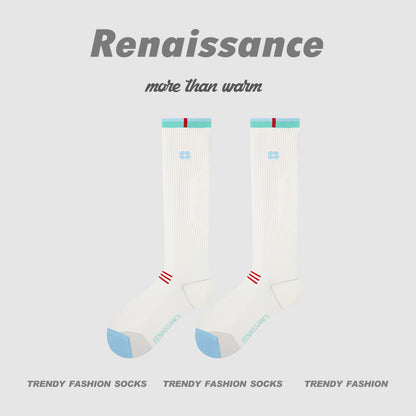 Calf Socks Colorblock Moisture Wicking Athletic