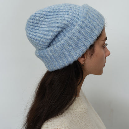 Classic Solid Color Knitted Wool Blend Beanie for Women