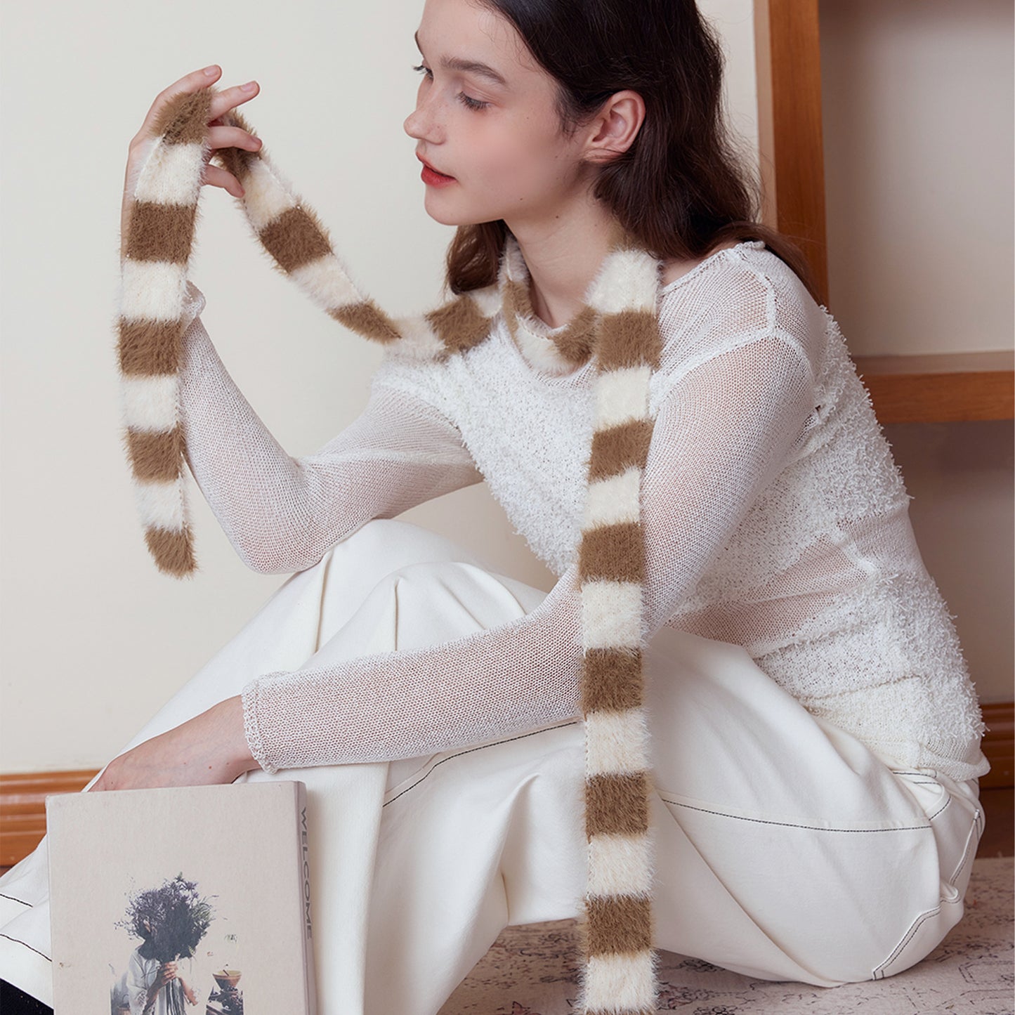 Trendy Striped Knit Scarf for Women - Versatile Chic Autumn/Winter Accessory