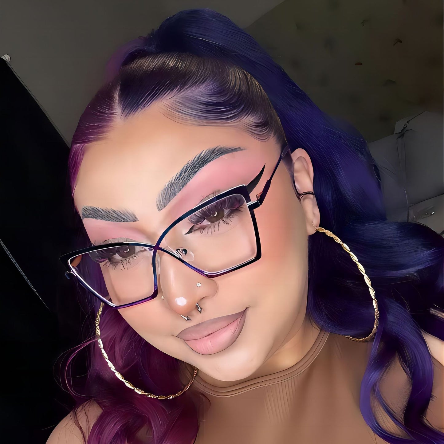 New Oversized Metal Blue Light Blocking Glasses Retro Hipster Style