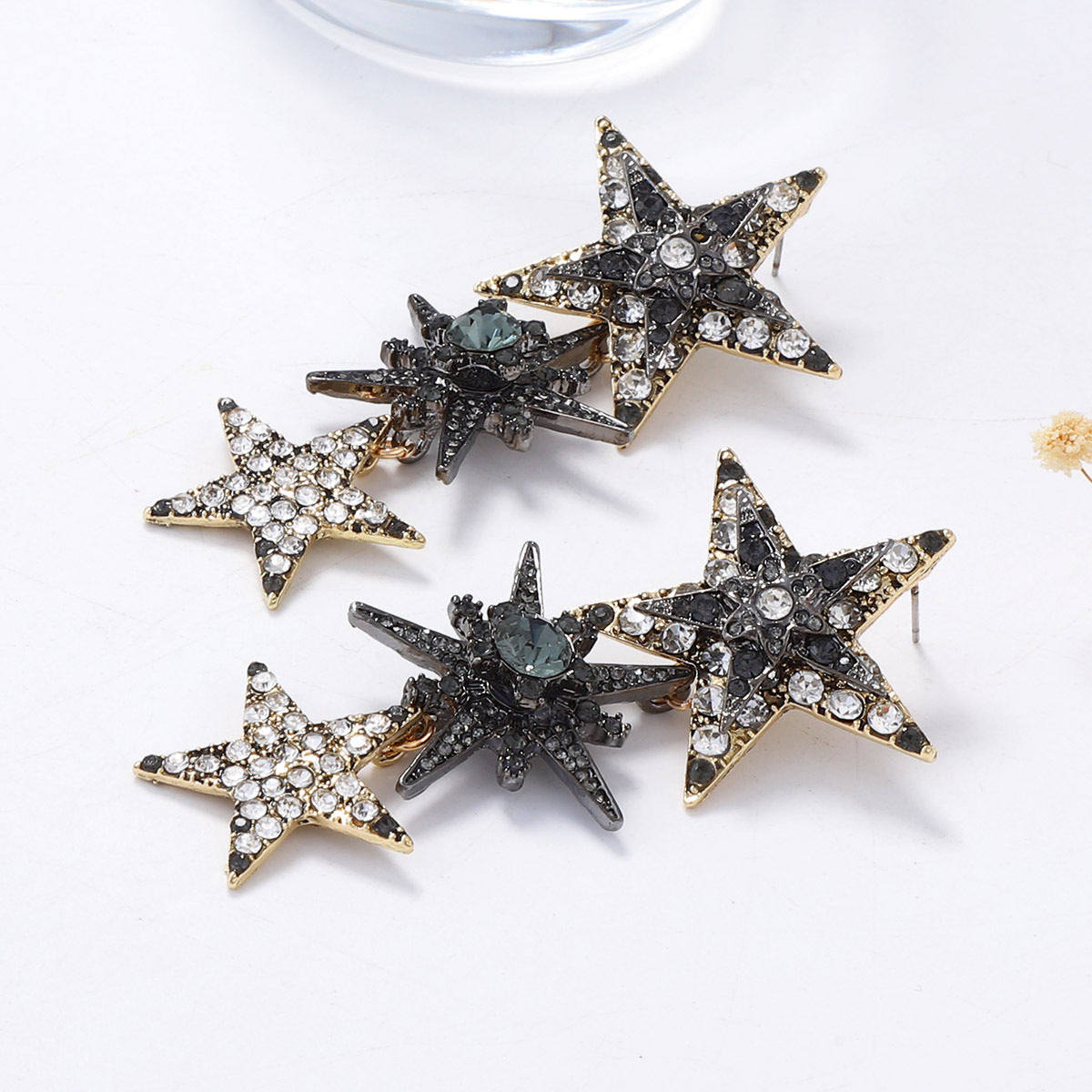 Drop Earrings Long Tassel Star Rhinestone Statement