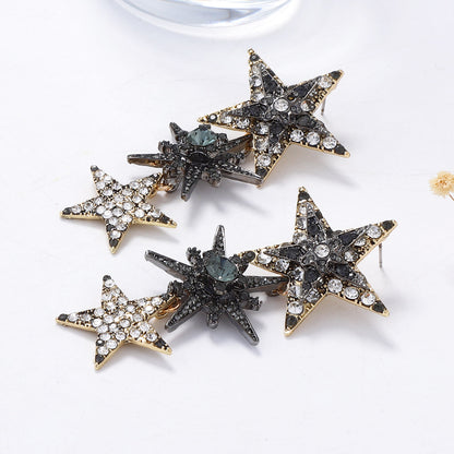 Drop Earrings Long Tassel Star Rhinestone Statement