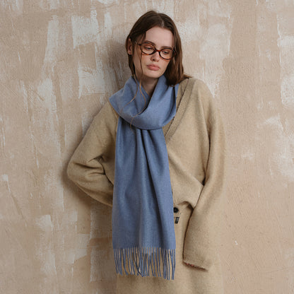 Classic Wool Scarf with Tassels for Men and Women