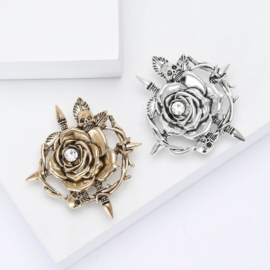 Skeleton Rose Brooch Alloy Creative Fashion Pin for Women
