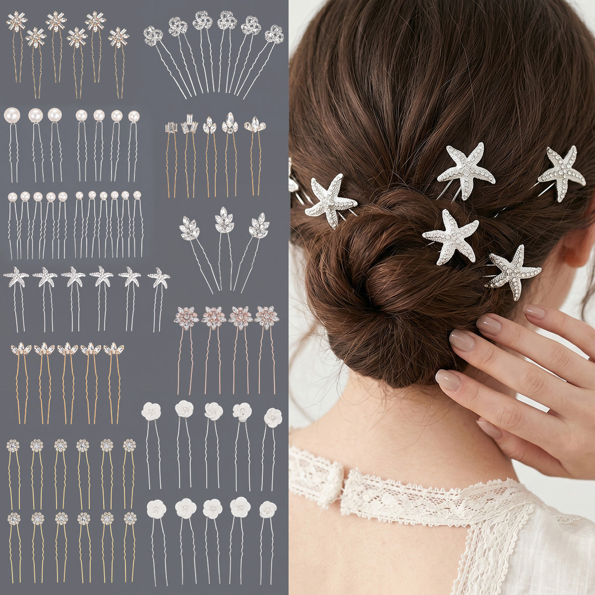 Handcrafted Pearl Hairpins With Rhinestones For Weddings