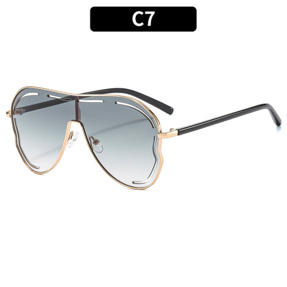Trendy Oversized Hollow UV400 Sunglasses
