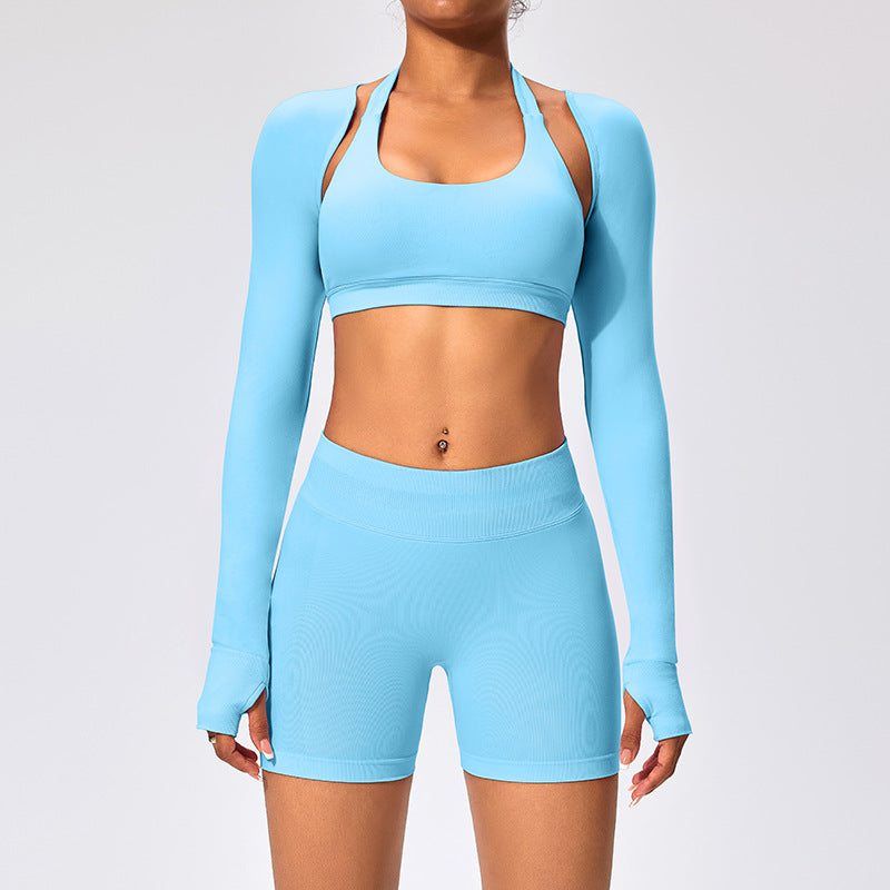 Women's Outdoor Yoga Set with Open Back Sports Bra and Pants