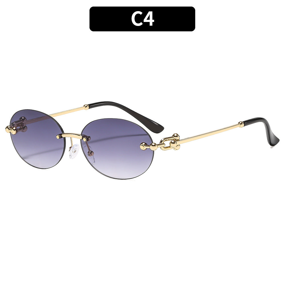 Trendy Metal Oval UV400 Sunglasses for Outdoor Activities