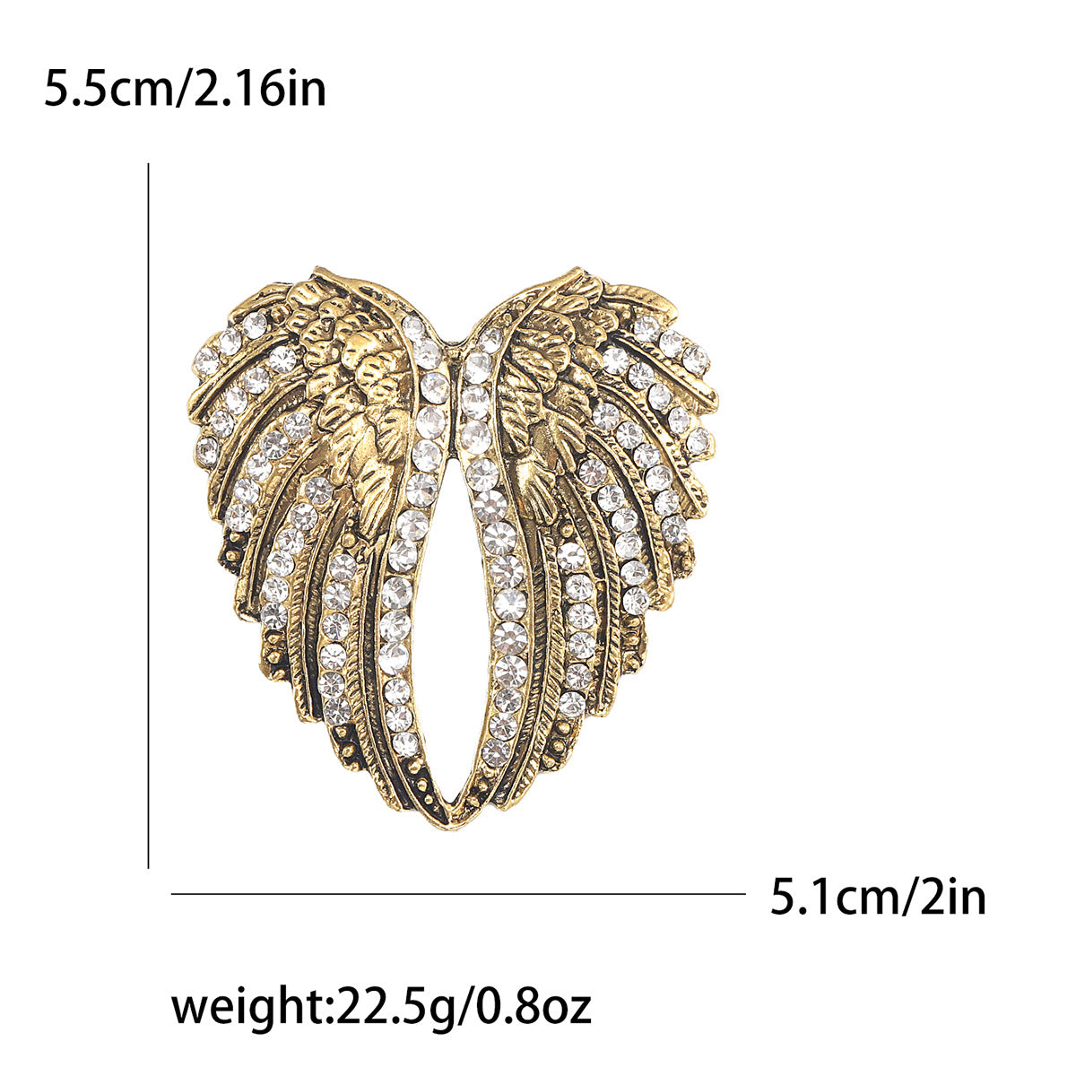 Retro Wing Brooch Decorative Alloy Rhinestone Fashion Accessory
