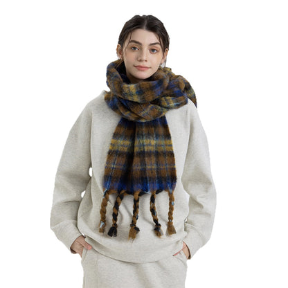 Premium Mixed Color Plaid Scarf Cozy Soft Shawl for Men and Women