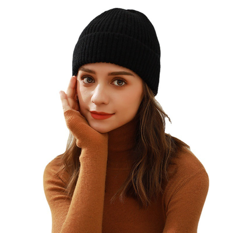 Casual Solid Knit Beanie Hat for Women