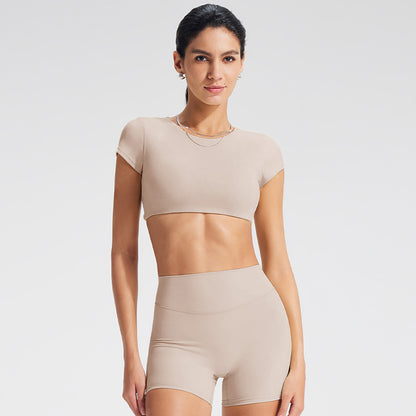 Backless Sports T-Shirt Set with Removable Pads for Women