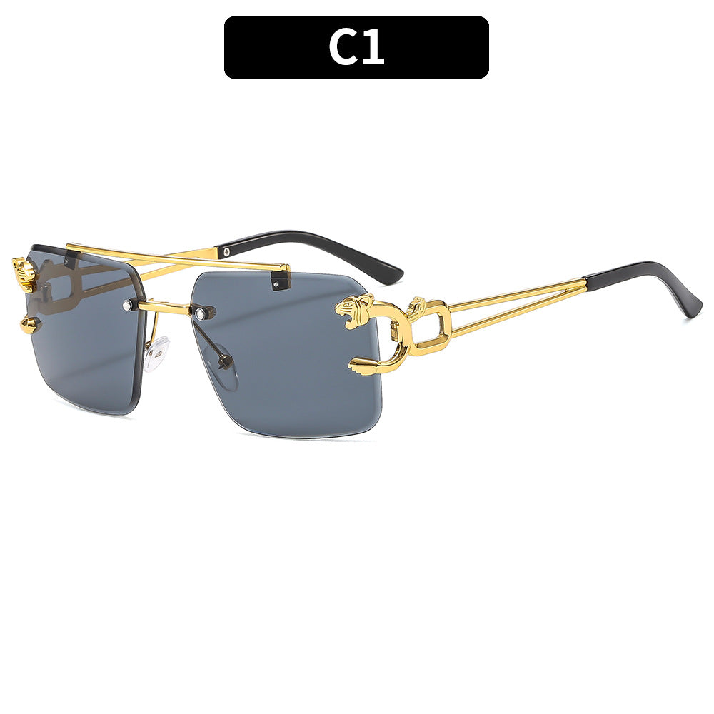 Trendy Metal Frame Leopard Sunglasses Polarized UV400 Protection