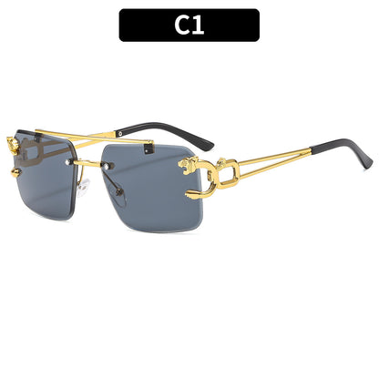 Trendy Metal Frame Leopard Sunglasses Polarized UV400 Protection