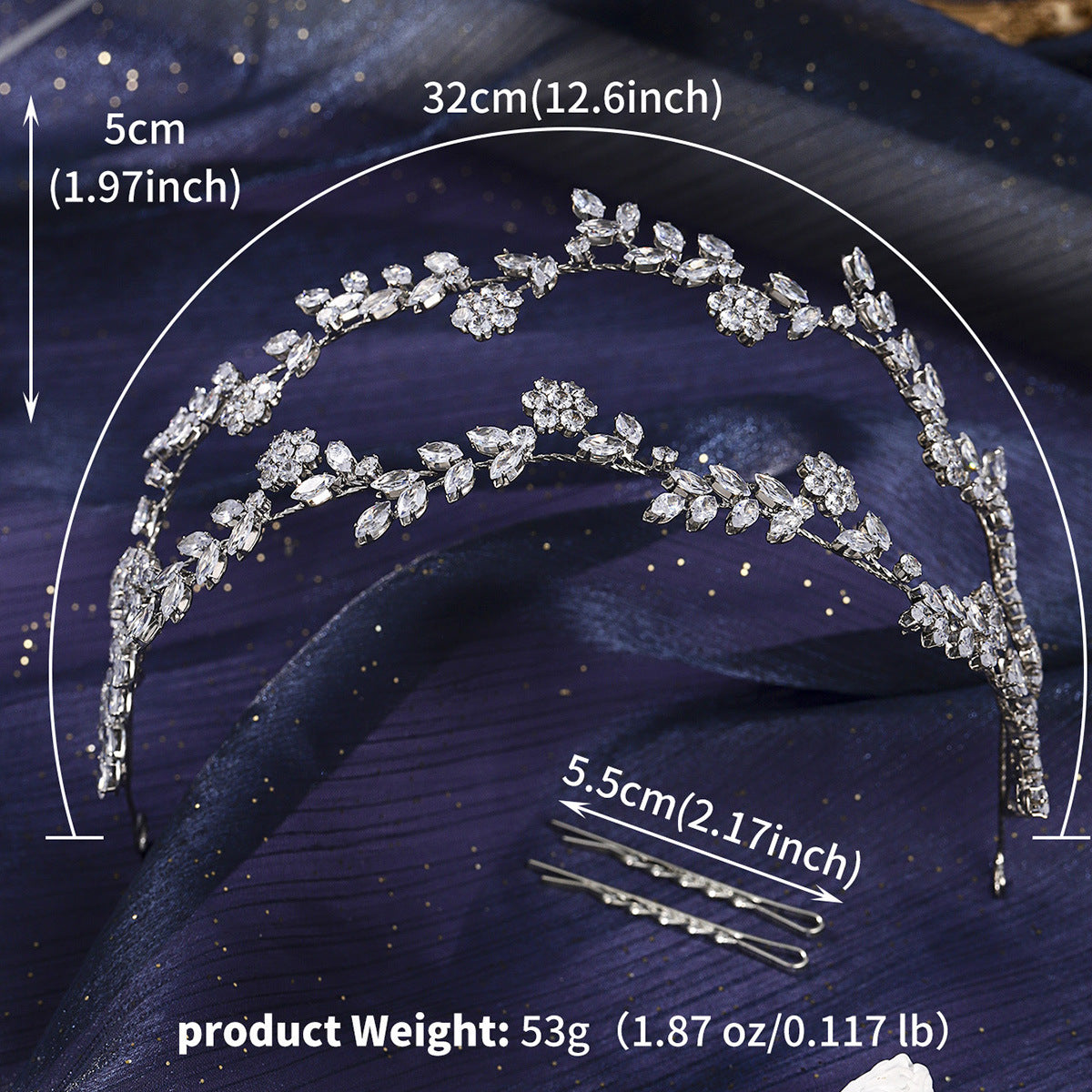 Bridal Crystal Headband Elegant Silver Hair Accessory for Weddings and Parties