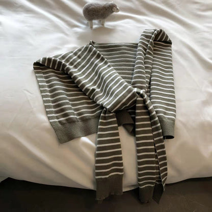 Chic Striped Knit Shawl for Women - Elegant Lightweight Overlay