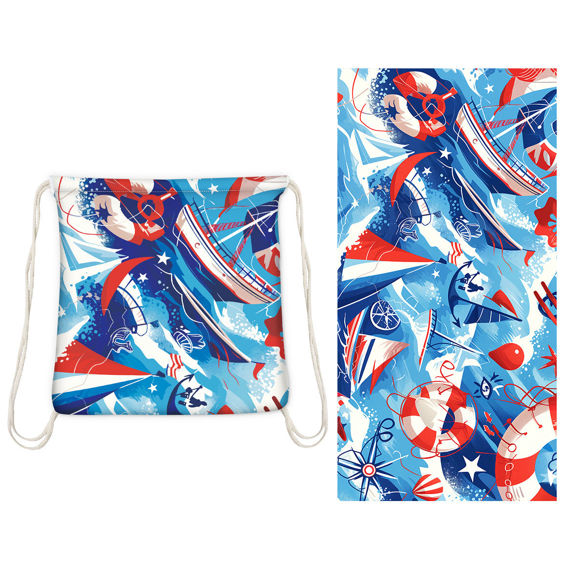 Foldable Beach Towel with Floral Print - Quick-Dry Microfiber