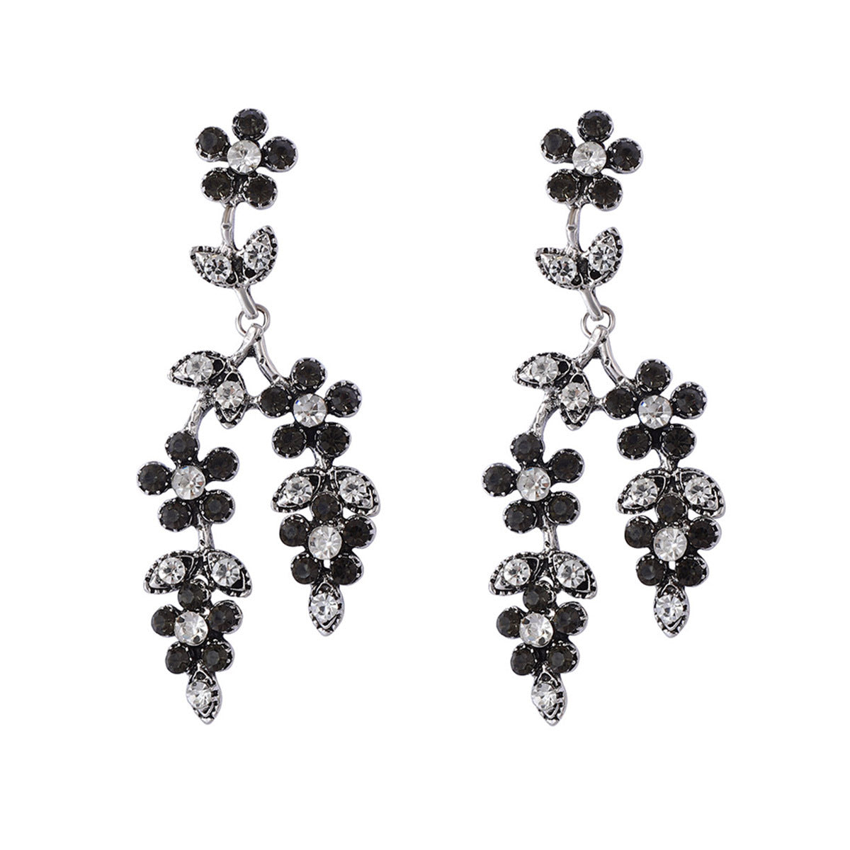 Alloy Sparkling Branch Floral Drop Earrings Evening
