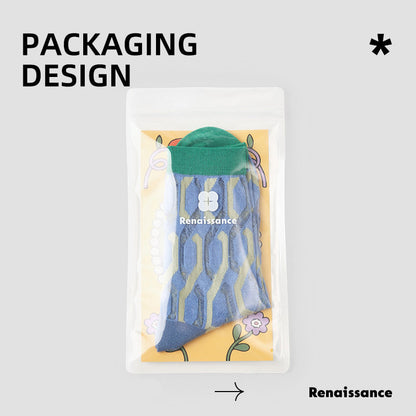 Renaissance Striped Mesh Mid Calf Cotton Socks