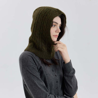 Handmade Wool Blend Knit Beanie with Neck Warmer for Women
