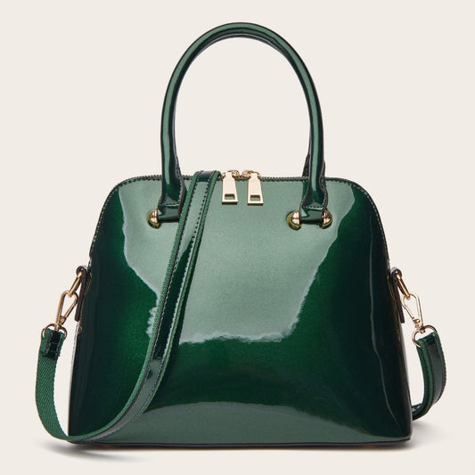 Glossy Shell Handbag Trendy PU Leather Tote for Everyday Use