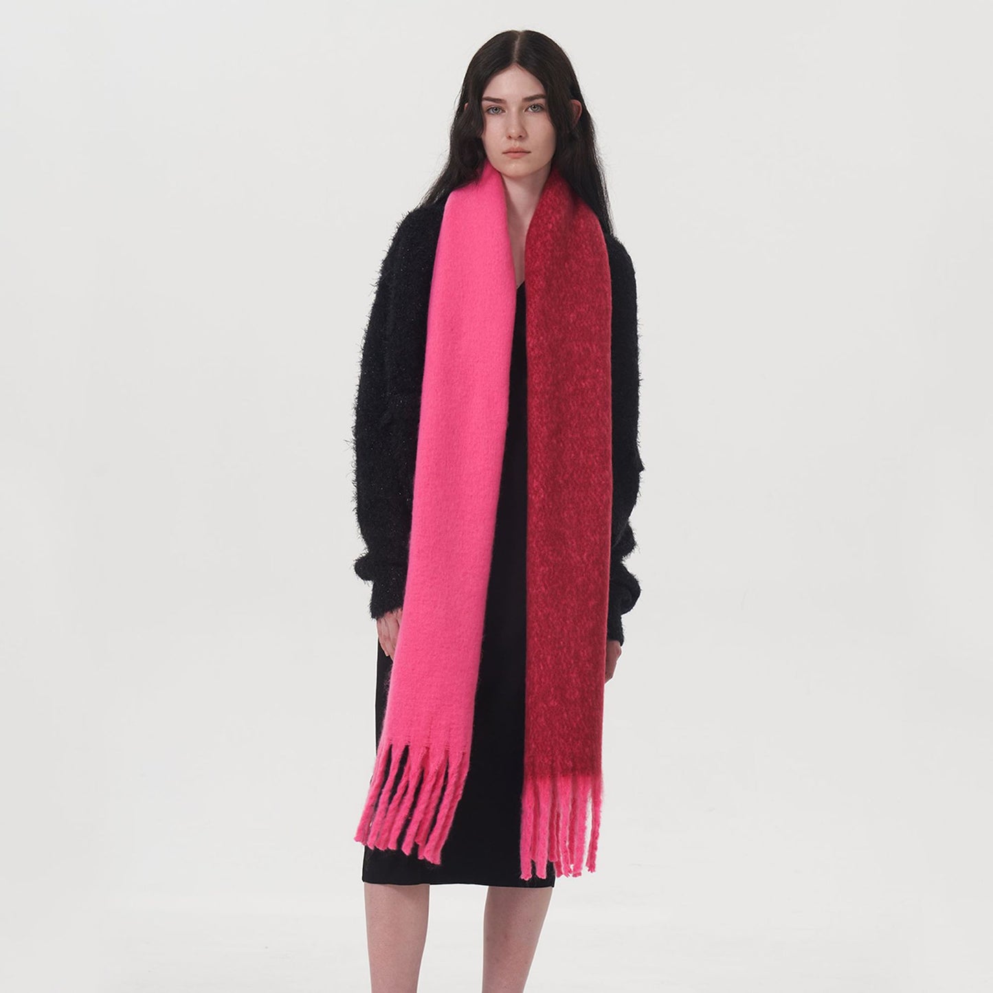 Color Block Warm Scarf Soft Chenille Shawl for Women