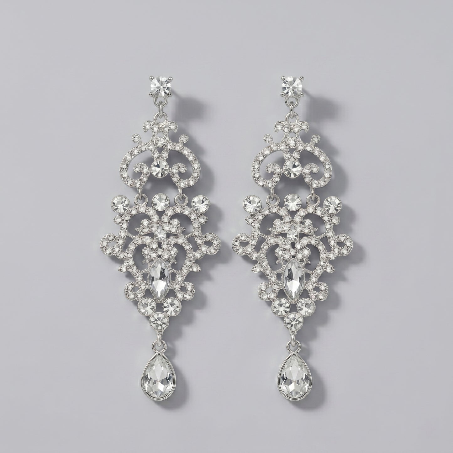 Vintage Floral Alloy Rhinestone Earrings Elegant Daily Drops