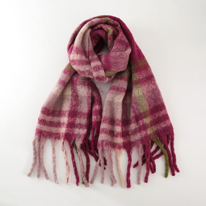 Classic Plaid Scarf Cozy Warm Fringed Neck Wrap