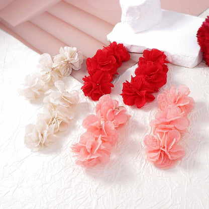 Fabric Flower Statement Earrings Lightweight Office Chic