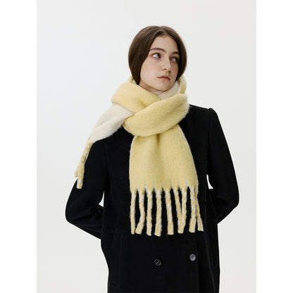 Wool Blend Colorful Fringed Scarf - Thick and Warm