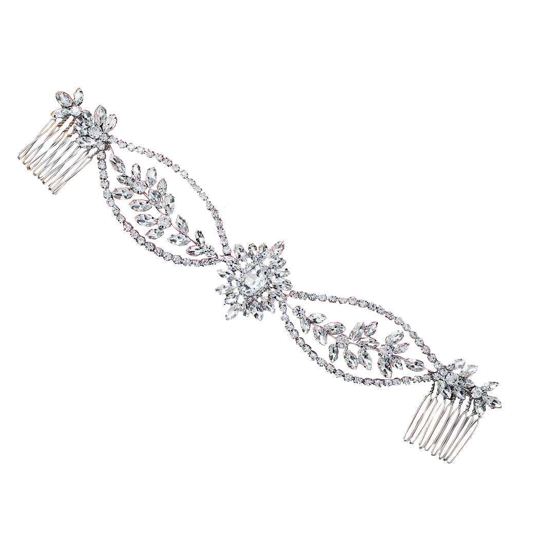 Double Head Alloy Hair Comb Rhinestone Bridal Hairpiece