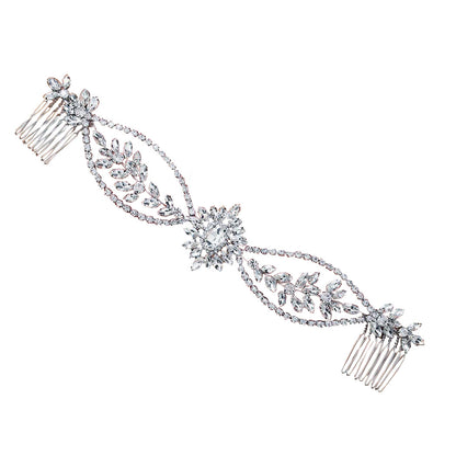 Double Head Alloy Hair Comb Rhinestone Bridal Hairpiece