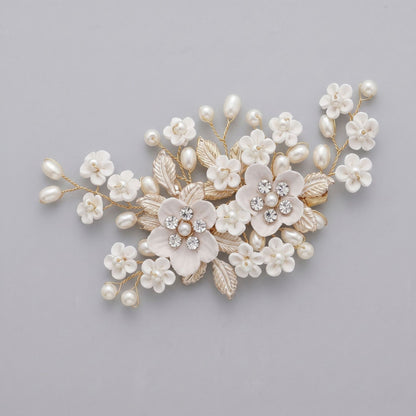 Exquisite Pearl and Crystal Flower Headpiece for Bridal Photoshoots