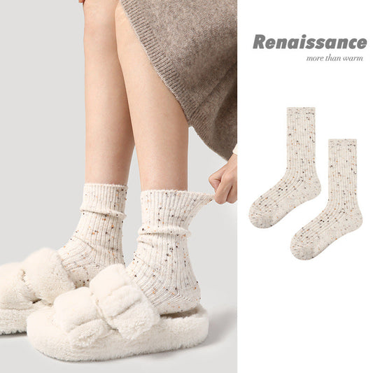 Cozy Spotted Mid Calf Socks Acrylic Blend Casual