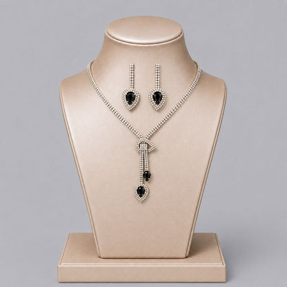 Elegant Crystal Jewelry Set with Necklace and Earrings for Parties