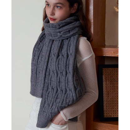 Classic Cable Knit Solid Color Unisex Scarf Soft Warm Neck Gaiter