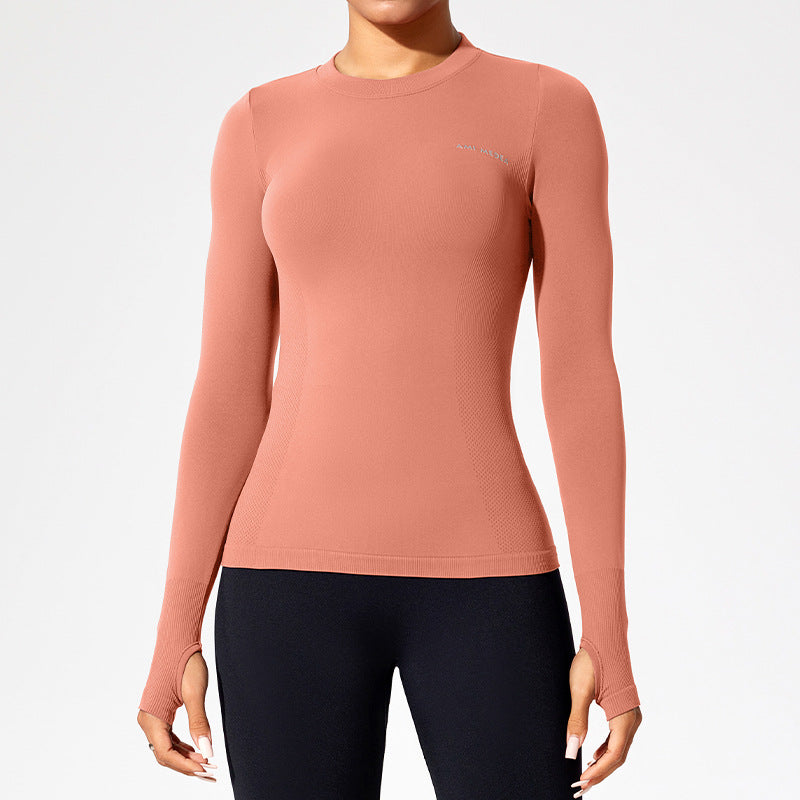 Women’s Fitted Long Sleeve Yoga Top - Moisture-Wicking Outdoor Training T-Shirt