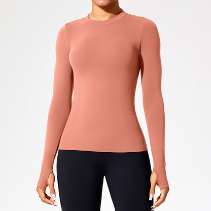 Women’s Fitted Long Sleeve Yoga Top - Moisture-Wicking Outdoor Training T-Shirt