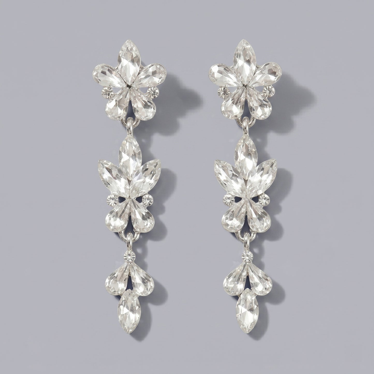 Vintage Floral Alloy Rhinestone Earrings Elegant Daily Drops